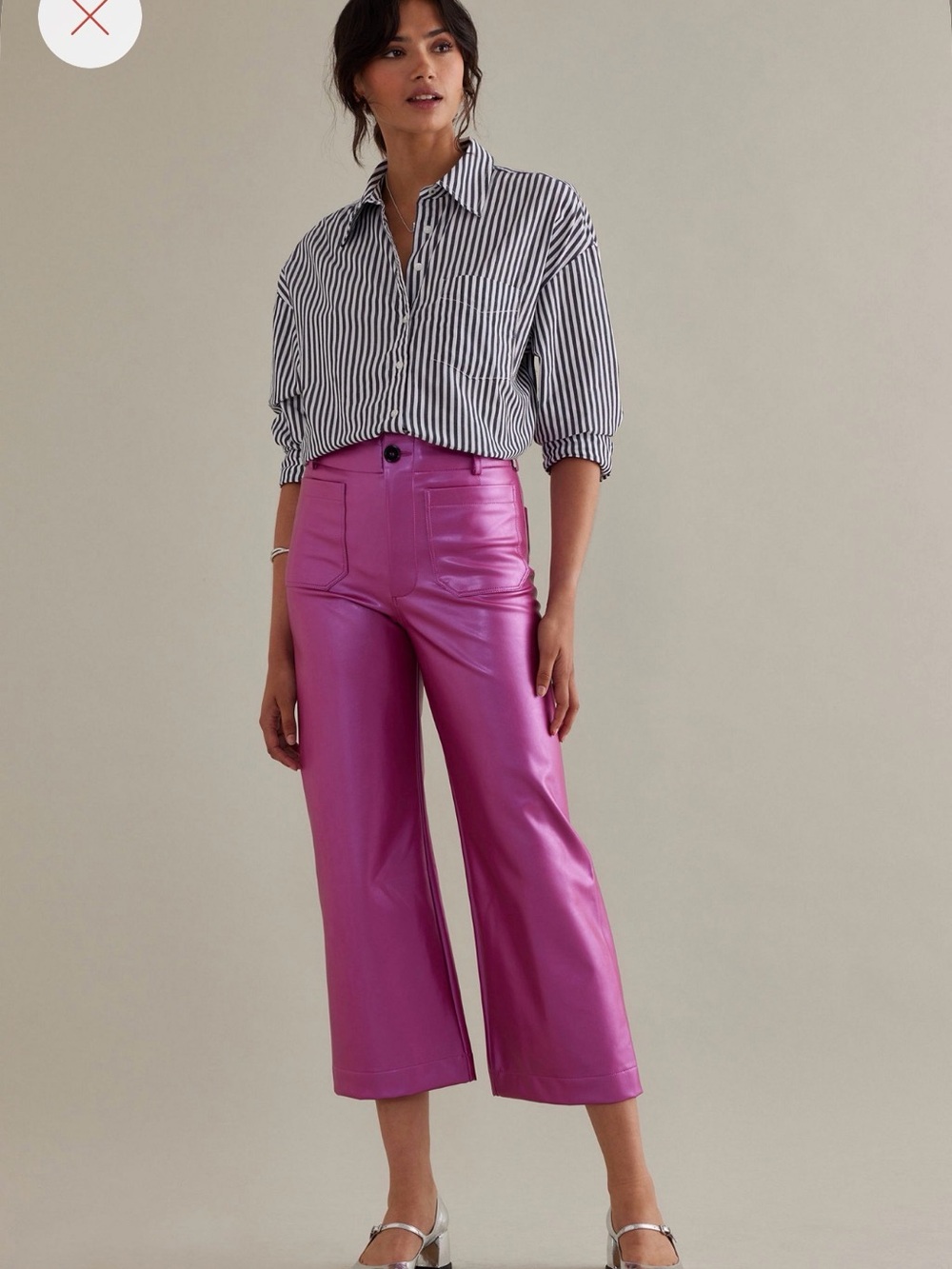Maeve The Colette Cropped Wide-Leg Vegan Leather Pants